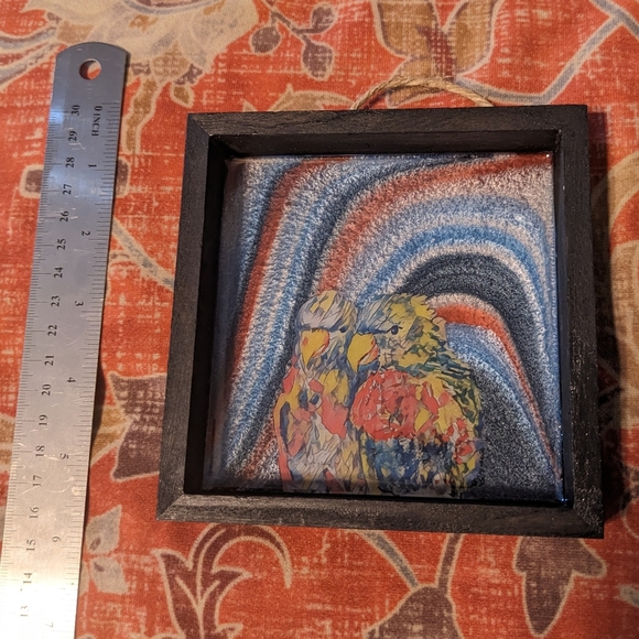 Birds Wall Art Handmade Parrot Design Resin Blue Red Home Decor Love - Picture 8 of 12